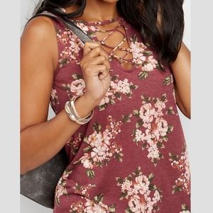 Maurices Floral Burgundy Tank Top